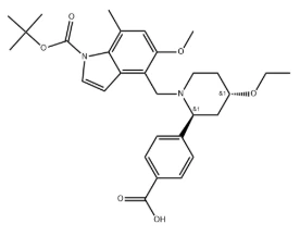 CAS:2803364-77-2 4-((2S,4S)-4-에톡시-1-((tert-부톡시카르보닐-5-메톡시-7-메틸-1H-인돌-4-일)메틸)피페리딘-2-일)벤조산